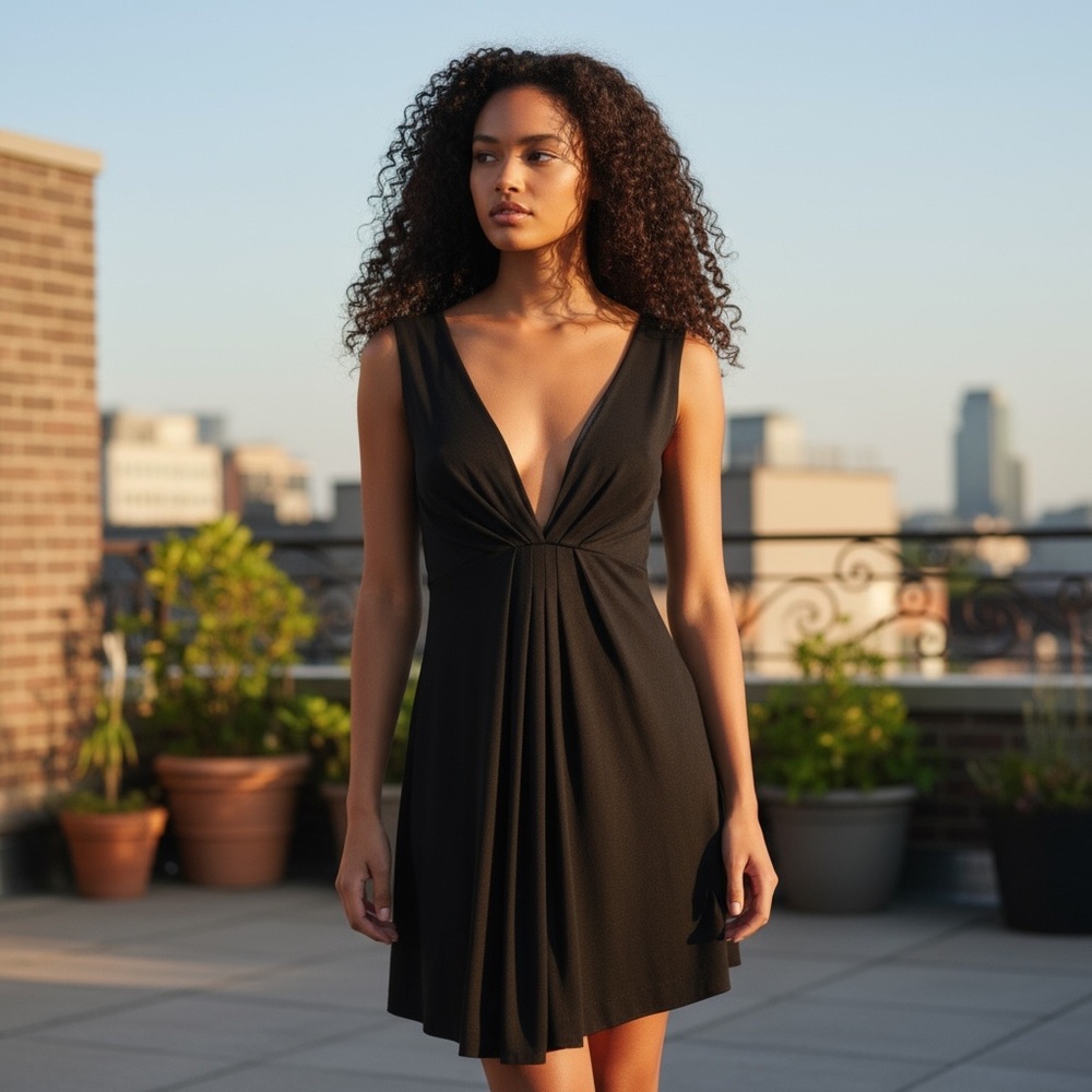 JOSEPH Black Little Dress Size 36 EU 100%rayon viscose Lining Cupro and Elastane